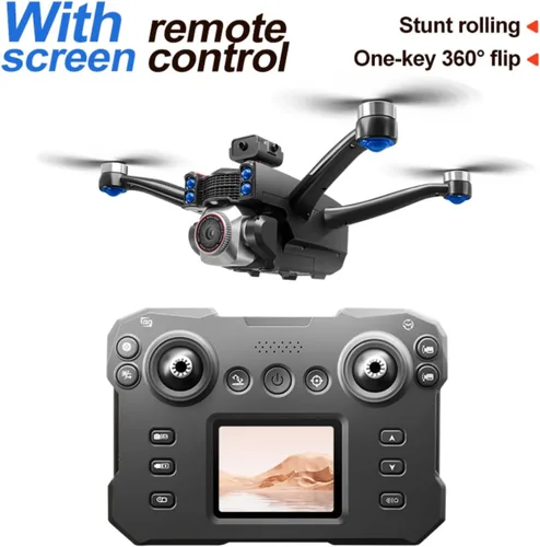 Miniatura 5 de Drone RC con control remoto de pantalla de pantalla, cámara dual 1080P, ajuste de velocidad, retención de altitud, despegue con una tecla, giros 3D