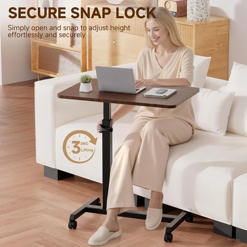 Miniatura 5 de GTPLAYER Escritorio de pie pequeño, mesa plegable de 24 pulgadas para computadora portátil con ruedas bloqueables, altura ajustable, mesa de noche