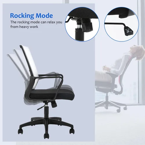 Miniatura 7 de Silla de oficina ergonómica de escritorio, silla de malla para computadora, respaldo medio, silla giratoria de malla para oficina en casa, silla