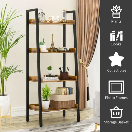 Miniatura 5 de ASTARTH Estantería de 4 niveles con estante abierto para almacenamiento, estante de escalera y estanterías para dormitorio, sala de estar, cocina