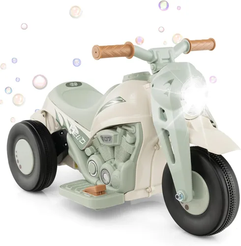 Honey Joy Motocicleta de juguete, motocicleta para niños pequeños de 6 V con burbujas, luz LED, música, pedal de pie, adelante/atrás, motocicleta