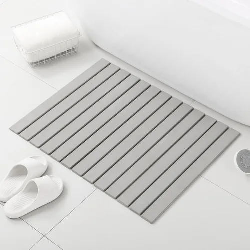 Miniatura 9 de KEYCHAD Tapete de baño plegable de piedra, antideslizante, de tierra de diatomeas, súper absorbente, de secado rápido, elegante y lujoso tapete