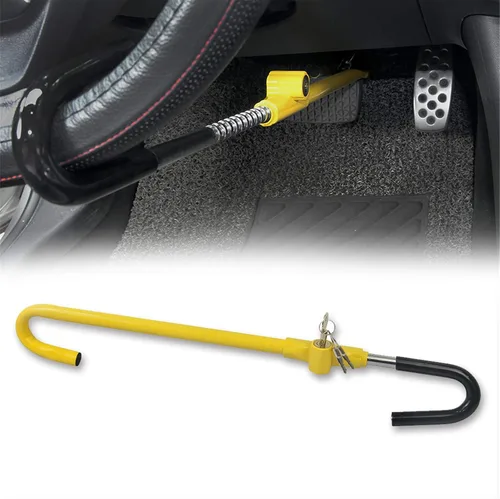 KAYCENTOP Bloqueo de Volante de Coche a Pedal de Freno Auto Seguridad Producto Antirrobo Dispositivo de Bloqueo Amarillo Brillante Universal