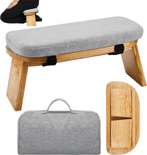 Banco de meditación con bolsa de transporte, taburete de meditación portátil para yoga, meditación, taburete de oración plegable ergonómico con