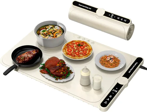 LYSXP Tapete de calentamiento de alimentos 2025, 15 x 23.6 pulgadas, ajuste de temperatura de 9 niveles, calentador de alimentos multifuncional para