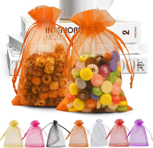 Miniatura 8 de ANZNKU Paquete de 50 bolsas de organza pequeñas de 4 x 6 pulgadas, bolsa de regalo, bolsa de malla transparente, bolsas de regalo blancas con Blanco