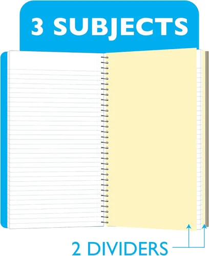 Miniatura 5 de BAZIC Products Cuaderno universitario con 3 temas en espiral, 120 hojas, cuadernos en espiral de 9.5 x 5.75 pulgadas, libro de composición con forro