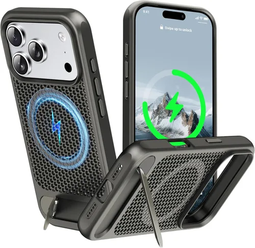 Miniatura 30 de Funda magnética de disipación de calor para iPhone 13 Pro Max, para MagSafe, protección contra caídas Coolingf, funda con función atril ajustable