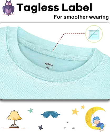 Miniatura 2 de KOBERO Boys Pajamas 4 Pieces Long Set 100% Cotton Sleepwear Size 18 Months-12 Years