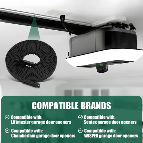 Miniatura 3 de Correa mejorada 41A5250 para abrepuertas de garaje - 237" de longitud para puertas de 7 pies de alto - Compatible con Sentex, WhisperDrive y Negro