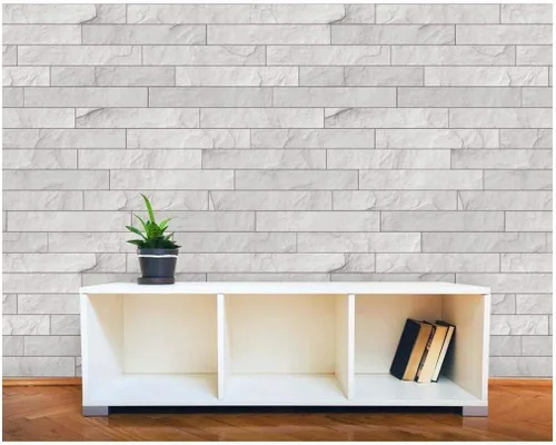 wall26 - Paneles horizontales con patrón de ladrillo gris suave - Mural de pared, papel tapiz extraíble, decoración del hogar - 66x96 pulgadas