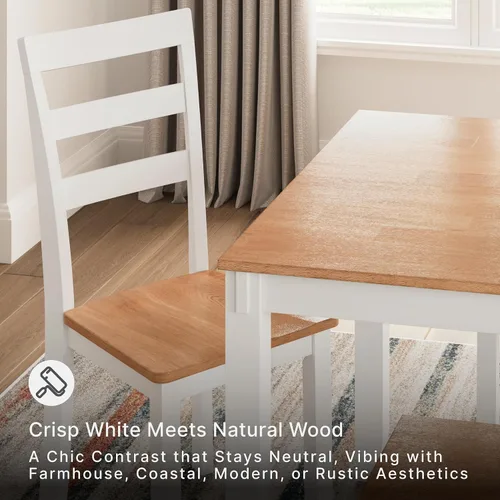 Miniatura 8 de Signature Design by Ashley Gesthaven - Juego de mesa de comedor moderno e informal con 4 sillas y banco, juego de 6, madera de mango, altura de mesa