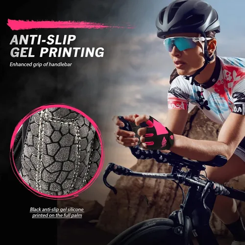 Miniatura 5 de Guantes de bicicleta para hombres y mujeres con almohadilla antideslizante que absorbe los golpes, guantes de ciclismo ligeros de medio dedo