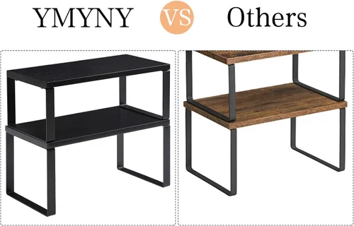 Miniatura 4 de YMYNY Organizador de estantes para gabinete, juego de 4 estantes de especias, estantes de encimera de cocina, apilables, de madera, organizador