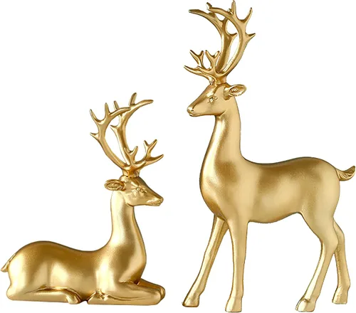 Miniatura 7 de FANTESTICRYAN Escultura de reno pequeño de resina, alce de reno de Navidad, 2 piezas, estatuas navideñas para decoración del hogar, sala de estar