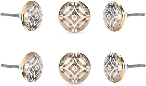 Perilla Home Juego de 6 pomos de cerámica para armarios y cajones, pomos redondos decorativos para el hogar, cocina, gabinete, armario, puerta de