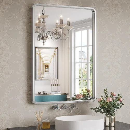 Miniatura 13 de Brightify - Espejo rectangular para pared de baño de 24x30 pulgadas con marco de metal negro, espejo moderno de tocador para baño, montaje vertical