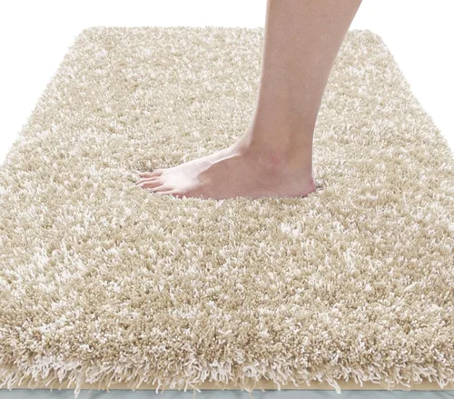 Miniatura 145 de Yimobra Alfombra de baño de felpa esponjosa, súper lanuda suave, cómoda, antideslizante, absorbente de agua, alfombra de baño de microfibra que se