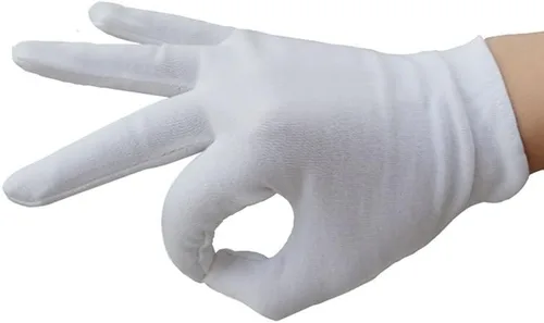 Miniatura 2 de lasenersm 12 unids/6 pares 8.27 pulgadas guantes de trabajo de algodón blanco talla única