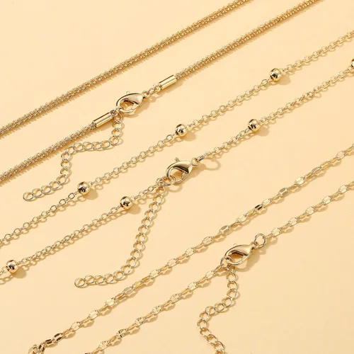 Miniatura 3 de WEDDINEN Juego de collares de oro en capas para mujer, collar de cadena delicado, simple, multicapa, ajustable, moderno