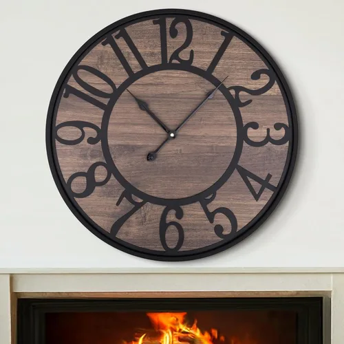 Miniatura 7 de LEIKE Relojes de Pared Grandes, Sin Tic Tac Silenciosos, Operados por Batería Pequeño Redondo Moderno Reloj de Pared de Madera para Sala de Estar