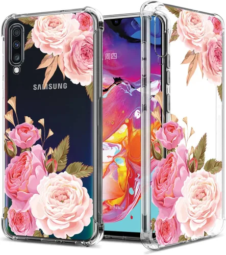 Funda transparente floral para Galaxy A70 para mujeres y niñas, bonita funda de teléfono para Samsung Galaxy A70 (2019), diseño de flores,