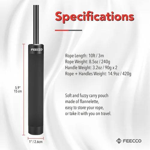 Miniatura 6 de FEECCO Weighted Jump Rope for Men, PVC Rope with Metal Handles and Ball Bearings
