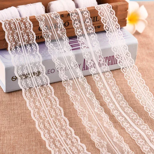 Miniatura 4 de FEPITO Cinta de encaje blanco de 39.6 yardas, 12 rollos de cinta de encaje surtido para coser y decoraciones festoneadas de boda nupcial
