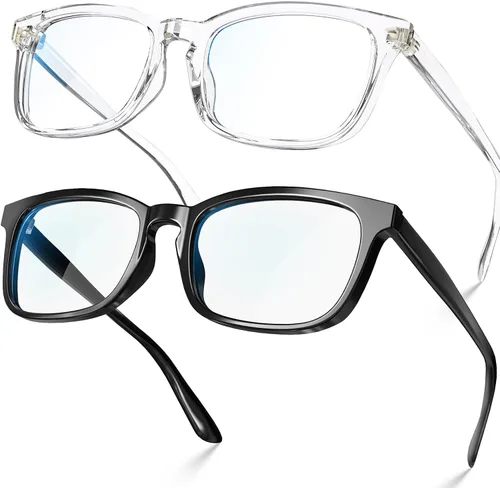 Miniatura 26 de VISOONE - Lentes cuadrados con bloqueo de luz azul y antireflejante para computadora, videojuegos; para mujeres y hombres MONTANA Transparente+azul