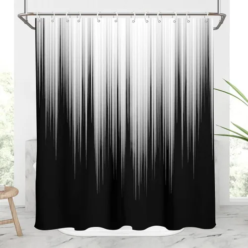 Miniatura 34 de AAtter - Cortina de ducha negra y gris con arte abstracto ombre gótico gótico estético para hombres, extra larga XL grande, de tela para decoración