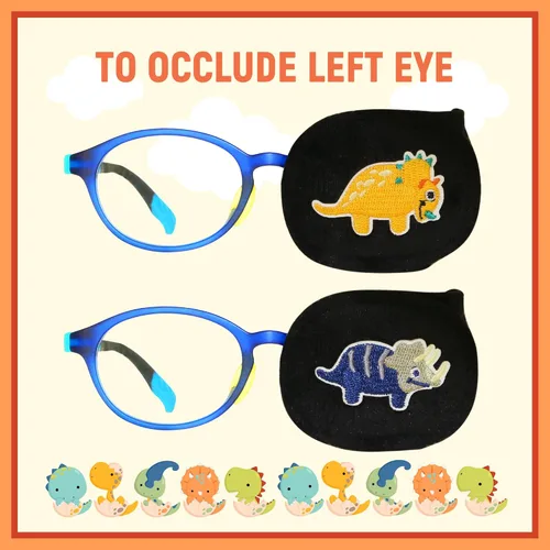 Miniatura 6 de Astropic 2 parches de ojos para niños Parche de ojo de dinosaurio para niños para gafas Parches médicos para ojos para niños con ojo perezoso