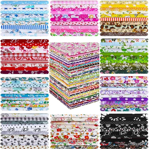 Miniatura 8 de Kinlop - 600 piezas de cuadrados de tela de algodón precortados de 4 x 4 pulgadas, cuadrados de acolchado con estampado floral para manualidades