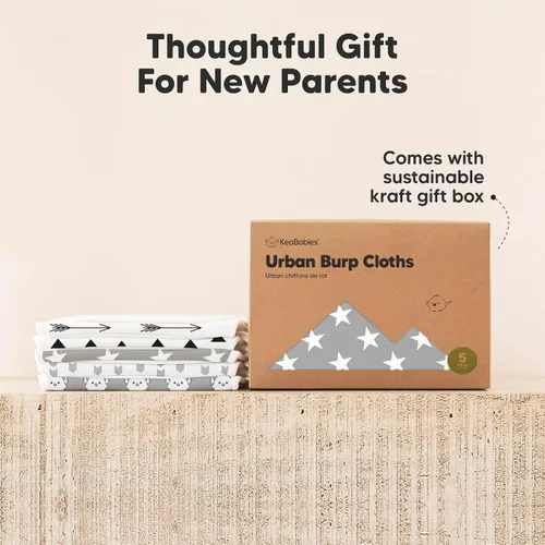Miniatura 9 de Paños orgánicos para eructos para bebés niños y niñas - Paquete de 5 paños de algodón súper absorbentes para eructar para bebés, trapos suaves