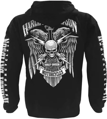 Miniatura 2 de HARLEY-DAVIDSON - Sudadera con capucha y cremallera completa para hombre color negro