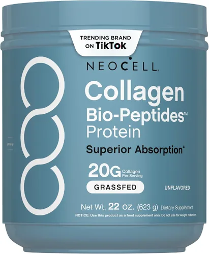 NeoCell Polvo de Bio-Péptidos de Colágeno | 22 onzas | Súper para el cabello, la piel y las uñas | Absorción superior | Suplemento de proteína de