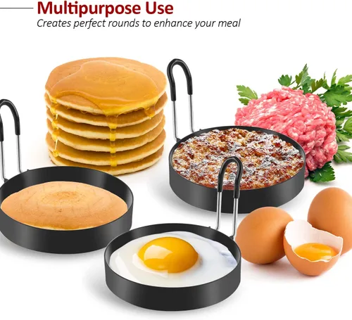 Miniatura 3 de Anillos de acero inoxidable para cocinar huevos, molde para freír panqueques, huevos y tortillas, 4