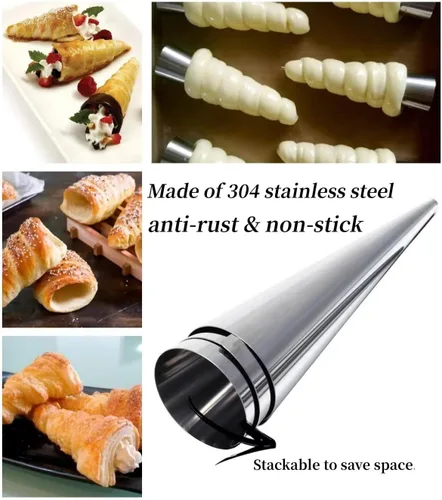 Miniatura 2 de Juego de 30 moldes para cuernos de crema, juego grande de formas para cannoli de acero inoxidable, kit para cannoli para hornear, caparazón de Juego