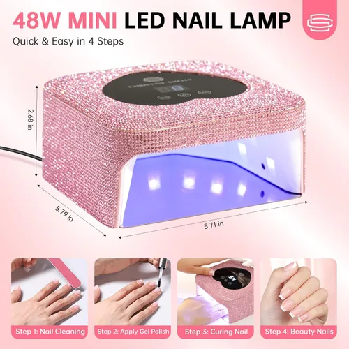 Miniatura 3 de Lámpara de uñas UV, luz UV para uñas de gel, lámpara de uñas de 48 W enchufable, mini lámpara de uñas con control táctil, sensor automático y 3