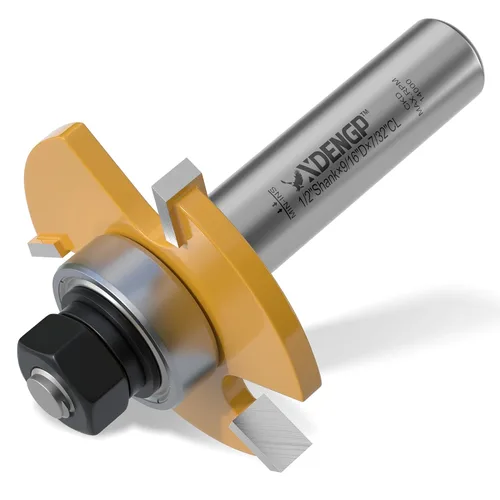 Broca de enrutador de cortador de ranurado de 3 alas de vástago 1/2 para corte de ranura en T | Altura de carburo de 7/32 pulgadas