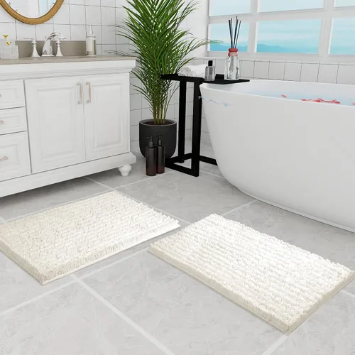 Miniatura 112 de Walensee Alfombra de baño antideslizante (24x17 pulgadas, rosa polvoriento) absorbente de agua, súper suave, lanuda de felpilla, lavable a máquina