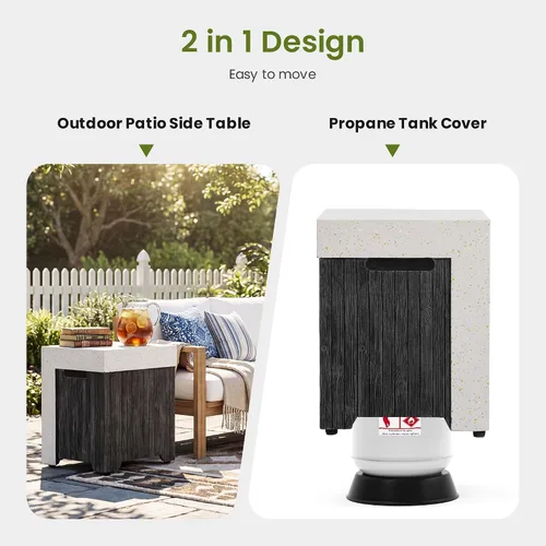 Miniatura 5 de COSIEST Mesa de tanque de propano para exteriores con diseño de grano de madera, mesa de tanque oculta exterior de 16 pulgadas, oculta el tanque