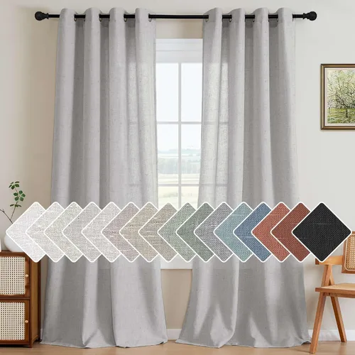 Miniatura 14 de H.VERSAILTEX Elegant - Cortinas texturizadas de lino natural mezclado con eficiencia energética, filtrado de luz, con ojales de níquel