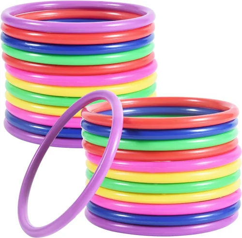 OBTANIM Juego de 24 anillos de plástico de 3 pulgadas para niños y anillos de lanzamiento al aire libre para juego de práctica de velocidad y