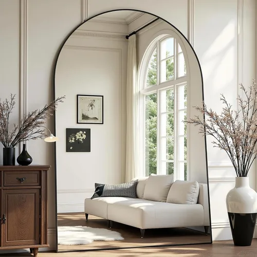 Miniatura 17 de Prywot Espejo arqueado de cuerpo completo, 70"x26" Espejo de pie independiente, Espejos modernos de cuerpo completo con soporte, Espejos de pared