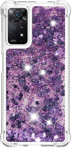 Miniatura 80 de Glitter Sparkle Moving Quicksand Flowing Cover para Xiaomi Redmi Note 10S Bling Liquid Clear Star Heart Silicona Bumper Funda transparente de goma a