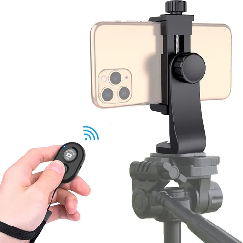 Adaptador universal de trípode para teléfono con control remoto de cámara inalámbrico, soporte para teléfono celular con abrazadera ajustable para