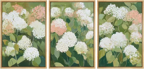Miniatura 42 de SIGNWIN Conjunto de arte de pared de lienzo enmarcado, acuarela pastel, cielo de nubes rosas, colina verde del campo, naturaleza, vida silvestre
