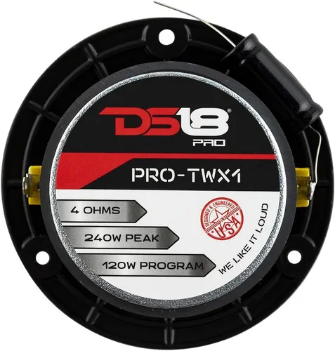 Miniatura 6 de DS18 PRO-TWX1 Super Tweeter en plata, marco y diafragma de aluminio de 1 pulgada, 240 W máximo, 4 ohmios, crossover integrado, mejor audio y voces