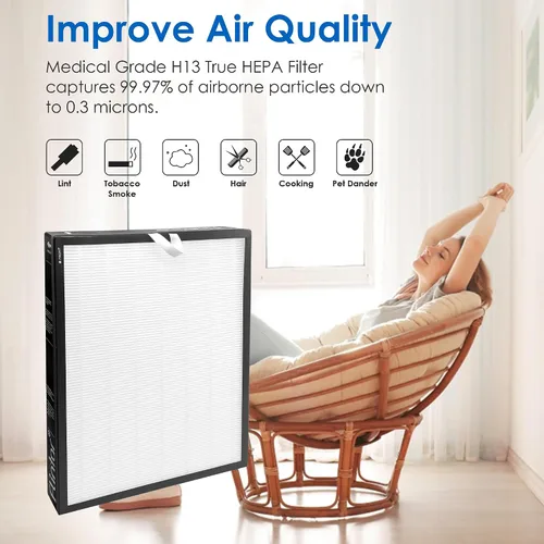 Miniatura 4 de Filtro de repuesto True HEPA, compatible con el purificador de aire LEVOIT EverestAir, grado H13 True HEPA + filtro de repuesto de carbón activado