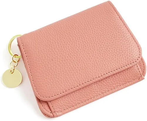 Miniatura 12 de Mudono - Billetera pequeña para mujer con bloqueo RFID, de cuero genuino, tarjetero, billetera delgada de tres pliegues con bolsillo con cremallera